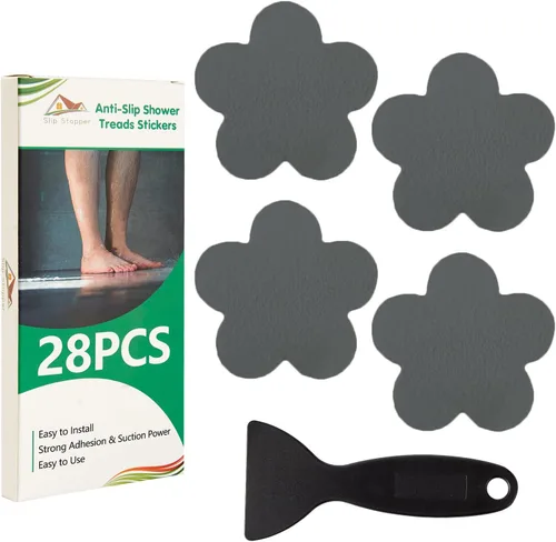 Miniatura 10 de Calcomanías antideslizantes para bañera, 28 unidades, adhesivos antideslizantes para bañera, baño, escaleras con raspador prémium Transparente