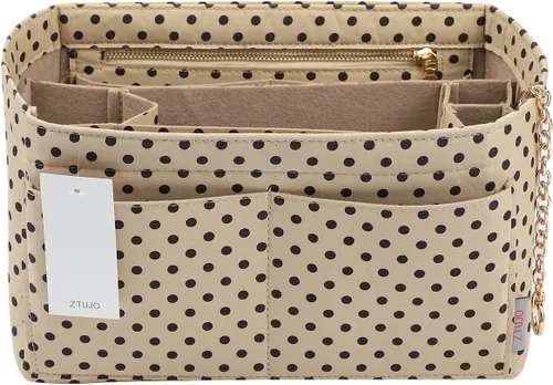 Organizador de bolso organizador de fieltro con cremallera e inserto inferior cosido ajuste Speedy Neverfull Gracefull bolso 6 tamaños M lunares
