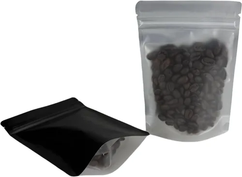 Miniatura 7 de PABCK 50 bolsas resellables de Mylar color negro, bolsas autosellables para almacenamiento de alimentos, dulces y café, bolsas de plástico