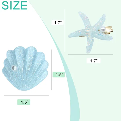 Miniatura 3 de Juego de pinzas para el cabello con perlas de concha de mar, disfraz de sirena artificial, horquilla de princesa para niñas y mujeres, accesorios