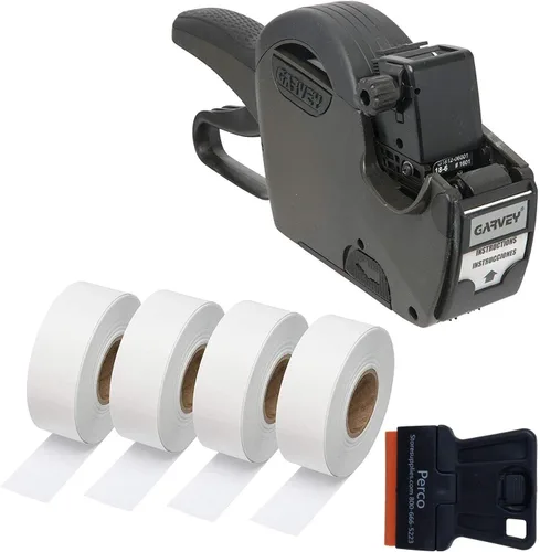 Perco Etiquetas de precios para Garvey 18-6 One Line Price Gun Gx1812 (18-6, kit de inicio blanco)