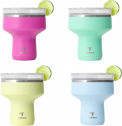 Reduce Saltini - Vaso de cóctel de 16 onzas, vaso aislado de margarita con tapa, mantiene las bebidas frías durante 10 horas, alternativa al vaso de