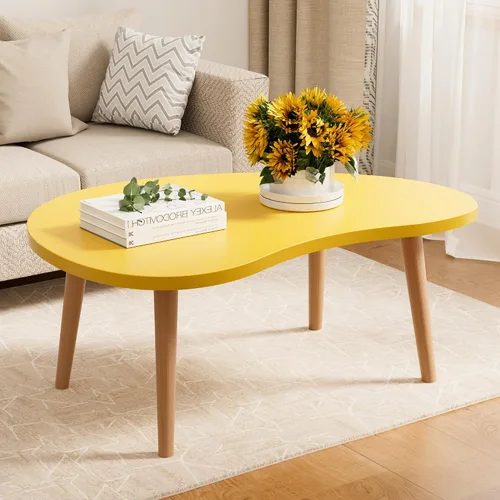 Miniatura 20 de Mesa auxiliar pequeña, mesa baja con patas de madera maciza, mesa auxiliar ovalada de 23.6 pulgadas, mesa auxiliar auxiliar de pie para sentarse