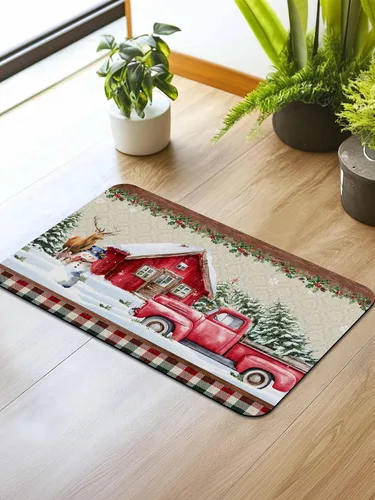Miniatura 2 de Tapete de baño de Navidad para bañera, antideslizante, de secado rápido y absorbente, tierra de diatomeas, cocina, ducha, fregadero, lavable, muñeco