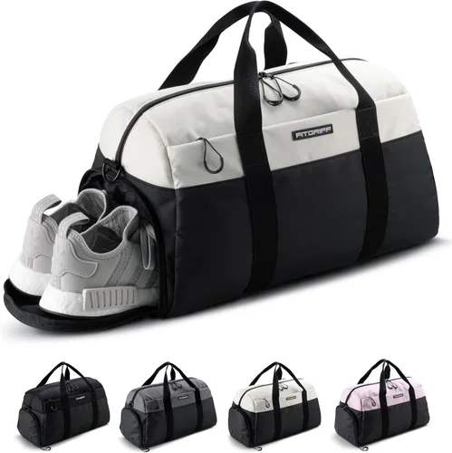 Fitgriff Bolsa de gimnasio V2 para hombres y mujeres con compartimento para zapatos y artículos húmedos, bolsa de lona para viajes, deportes,