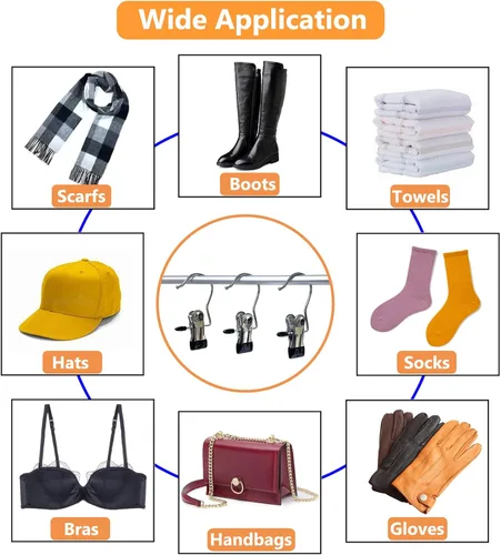 Miniatura 5 de Perchas para botas para armario, paquete de 30 clips para colgar ropa para lavandería, clips para colgar toallas, organizador de botas para el hogar