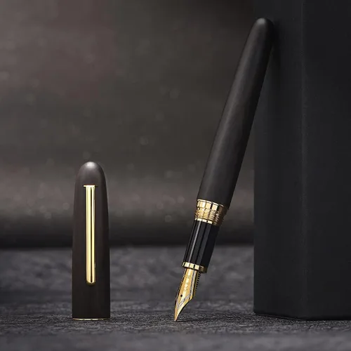 Miniatura 3 de Jinhao 9036 - Pluma estilográfica de madera natural hecha a mano, punta extrafina, ébano