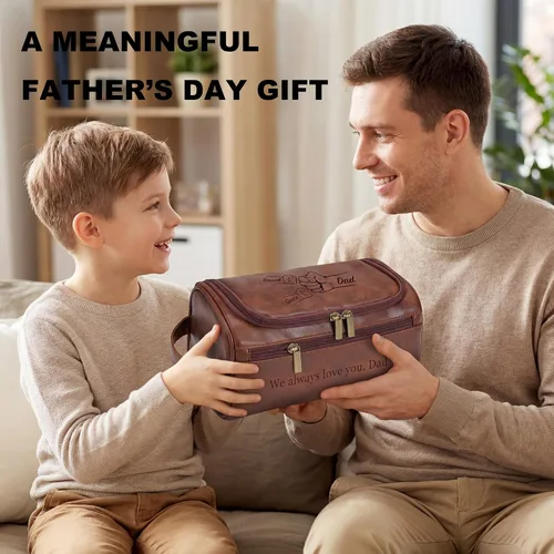 Miniatura 5 de Easycosy Neceser personalizado para hombres, grabado con nombre e iniciales, neceser de cuero PU para hombres para viajar, artículos esenciales