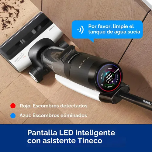 Miniatura 7 de Tineco Floor ONE S7 PRO Aspiradora Inalámbrica Húmeda y Seca, Trapeador Limpiador de Pisos Inteligente para Pisos Duros, Largo Tiempo