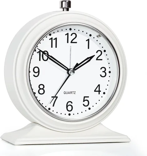 Miniatura 7 de AYRELY® Reloj Despertador Analógico Silencioso de 4 Pulgadas que Funciona con Baterías, Relojes de Escritorio con Luz, Reloj de Mesa de Metal