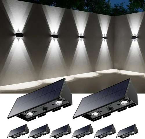 Miniatura 11 de 4 Pack Solar Powered Wall Lights for Outside Up and Down Fence Mount LED Outdoor Decorative Waterproof Lamps for Porch, Deck, Patio, Yard, Garden, 4