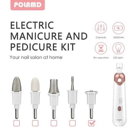 Miniatura 2 de Fresa cilíndrica, broca de uñas para POLAMD - Juego de manicura profesional y pedicura para quitar cutículas (dispositivo no incluido)