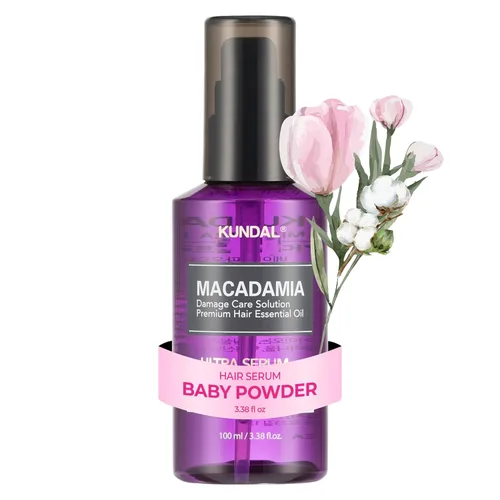KUNDAL Macadamia Korean Hair Care Ultra Serum, polvo para bebé, 3.38 onzas líquidas, absorción rápida, mezcla de aceites naturales, hidratación