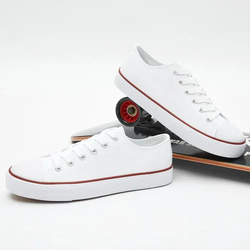Miniatura 4 de yageyan Zapatos bajos de lona para hombre Zapatillas casuales clásicas Zapatos de moda en blanco y negro