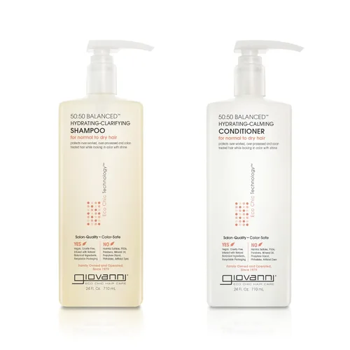 GIOVANNI Juego de champú y acondicionador equilibrado 50:50 - Hidratante, aclarante y calmante para limpiar e hidratar, para cabello sobreprocesado,