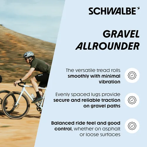 Miniatura 4 de Schwalbe G-ONE Neumático de bicicleta Allround – Neumático de grava ligero, 28/27.5 pulgadas – E-Bike Ready, Gravel Bike – Neumático de bicicleta