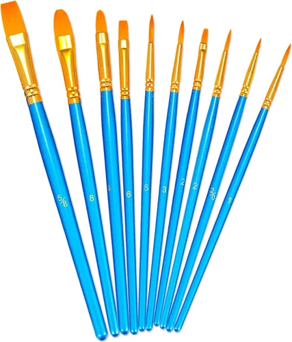 Miniatura 31 de BOSOBO Juego de 6 pinceles de pintura, 60 pinceles de punta redonda puntiaguda, pinceles de nailon para artistas del cabello acrílicos para aceite