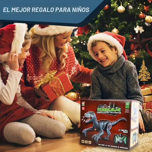 Miniatura 8 de Juguetes grandes de dinosaurio con control remoto para niños, juguetes de velociraptor jurásico que imita caminar y sonidos, juguetes robot que
