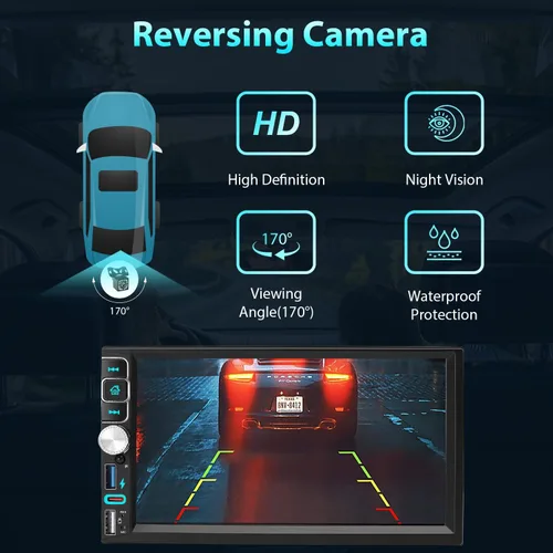 Miniatura 6 de Estéreo para coche de doble din, 7 pulgadas, pantalla táctil inalámbrica CarPlay/Android Auto Bluetooth, radio AM/FM, USB tipo C