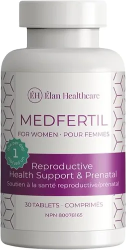 MedFertil Soporte de fertilidad, vitaminas prenatales con hierro, mio-inositol, ácido fólico, yodo, biotina y vitaminas B, 30 tabletas (suministro
