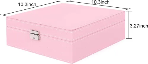 Miniatura 22 de MOSISO Joyero, organizador de almacenamiento de joyas, apilable, de doble capa, con bloqueo, para mujeres, collar, aretes, pulsera, anillo y broche