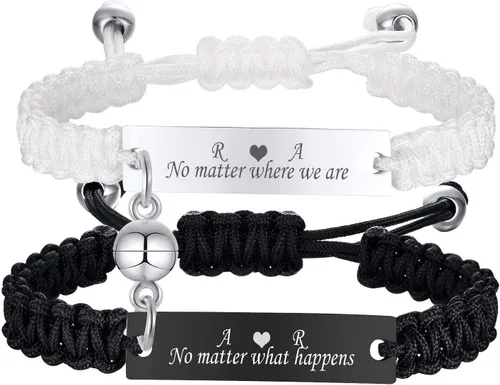 Miniatura 10 de VNOX Pulsera Personalizada Personalizable Nombre Fecha Cita Amistad Amor Pareja Pulsera Hecha a Mano Cuerda Trenzada Pulsera Regalo Aniversario