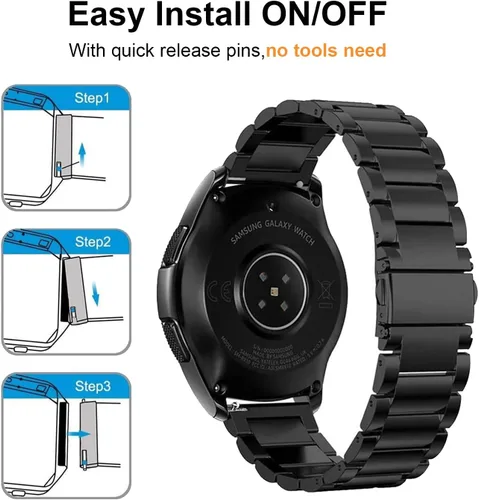 Miniatura 5 de valkit 2 Packs Watch Bands for Garmin Vivoactive 5/Vivoactive 6 3/Forerunner 165 55/Galaxy Watch 7 6, 20MM Elegant Casual Solid Stainless Steel