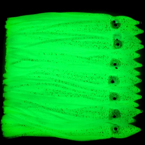 Luminoso pulpo calamar falda señuelos cebo que brilla en la oscuridad, señuelo de pesca suave para pesca de agua salada, 6 pulgadas/5.9 in, blanco