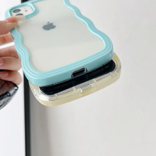 Miniatura 5 de Caseative Funda para iPhone 11, color negro Forma de marco de onda rizada linda a prueba de golpes suave