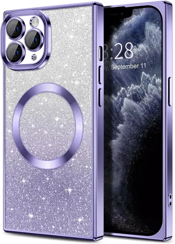 Miniatura 67 de Hython Funda para iPhone 13 Pro transparente con purpurina magnética [compatible con MagSafe] Protector completo de lente de cámara delgado