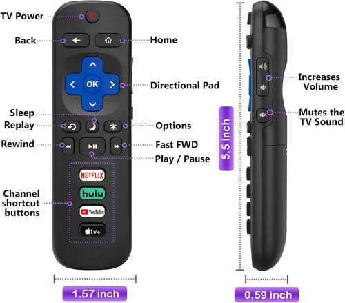 Miniatura 7 de 【Paquete de 2】 para reemplazo remoto Roku-TV, control universal para televisores TCL, ONN, Hisense Roku Para televisores Roku RC280 2 Pack