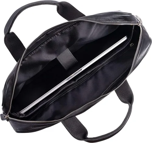 Miniatura 3 de Maletín de cuero de 18 pulgadas para portátil, bolsas mensajero para hombres y mujeres, el mejor maletín de oficina, bolso bandolera (negro)