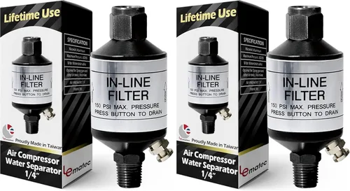 Miniatura 9 de LE LEMATEC Separador de Agua del Compresor de Aire - Trampa de Humedad en Línea de 1/4 NPT, Secador de Aire para Herramientas Neumáticas, Pistola