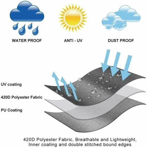 Miniatura 4 de Funda para sofá de patio, funda para muebles seccionales en forma de L, resistente al agua, protector de sofá de jardín con correa de hebilla y asa
