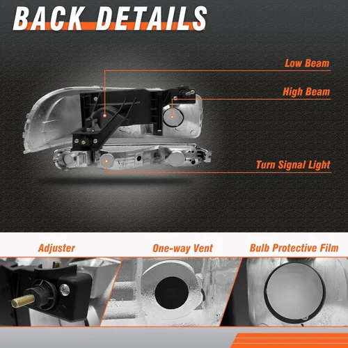 Miniatura 3 de Conjunto de faros delanteros GMC Yukon negros 00-06 para GMC Sierra 1500/2500/3500 1999-2006 con reflector de repuesto para conductor y pasajero