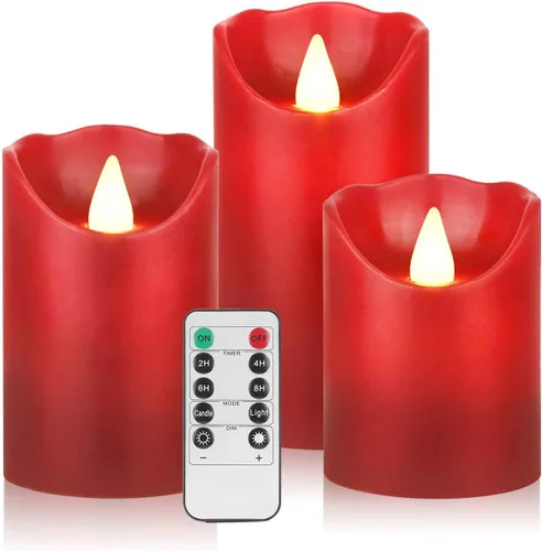Miniatura 19 de Paquete de 2 velas de plástico sin llama para exteriores con control remoto y temporizador, velas LED parpadeantes que funcionan