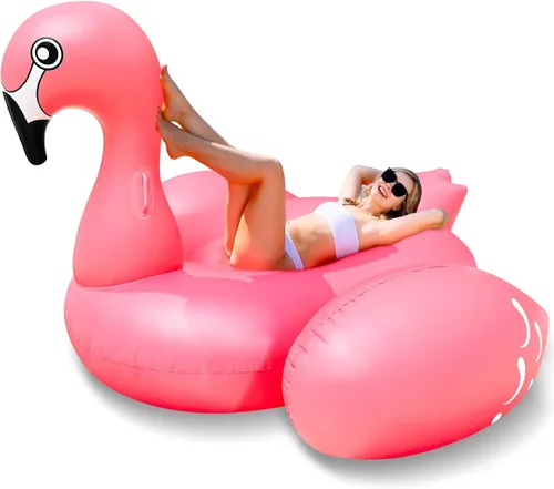 Miniatura 4 de TURNMEON Flotador inflable de flamenco gigante de 102 pulgadas, flotador inflable de verano para playa, piscina, fiesta, juguetes para montar, balsa