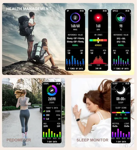 Miniatura 3 de Iaret Reloj inteligente para mujer (recepción de llamadas/marcación), reloj inteligente impermeable para teléfonos Android iOS de 1.7 pulgadas, Negro