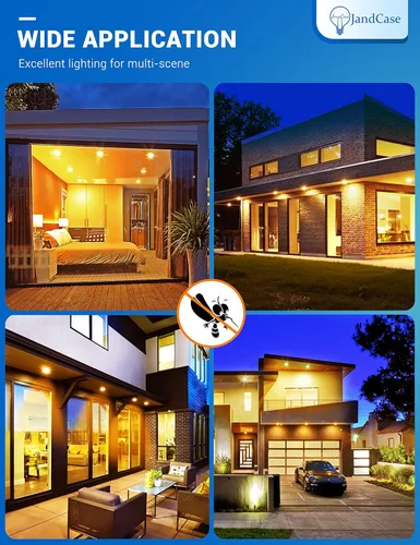 Miniatura 4 de JandCase Luces LED Anti-Insectos para Exteriores, Bombillas de Luz Anti-Insectos Amarillas de 12W para Exteriores, Equivalente a 100 Vatios