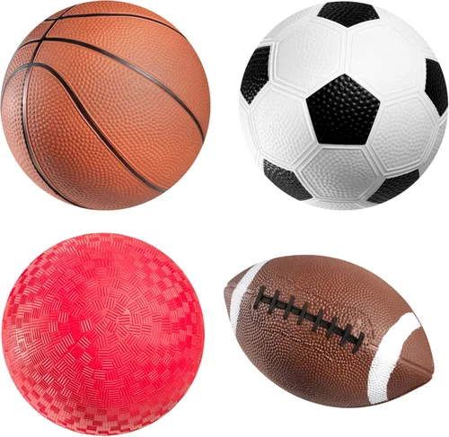 Miniatura 11 de Pelotas deportivas de 8.5 pulgadas para niños y niños pequeños, paquete de 4 pelotas inflables de goma multideporte, fútbol, baloncesto, pelota