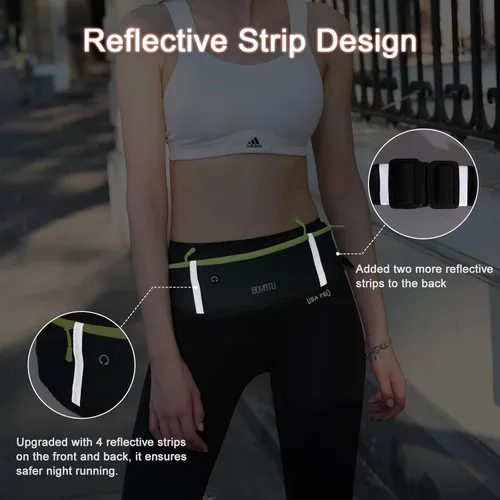 Miniatura 6 de BOYATU Riñonera para correr con cinturón: cintura delgada para mujeres y hombres, bolsa de entrenamiento ajustable para teléfono, bolsa de cintura