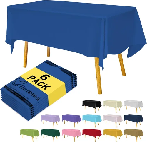 Miniatura 121 de Paquete de 3 manteles de plástico desechables de 54 x 108 pulgadas, manteles de color blanco hueso, manteles de fiesta nupcial para fiestas