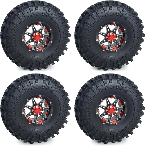 Miniatura 3 de RC-Hub - 4 neumáticos de goma de 2.2 pulgadas, neumáticos de rueda Beadlock OD 5.394 in con espuma para 1/10 Axial Wraith 90048 RR10 RC Crawler