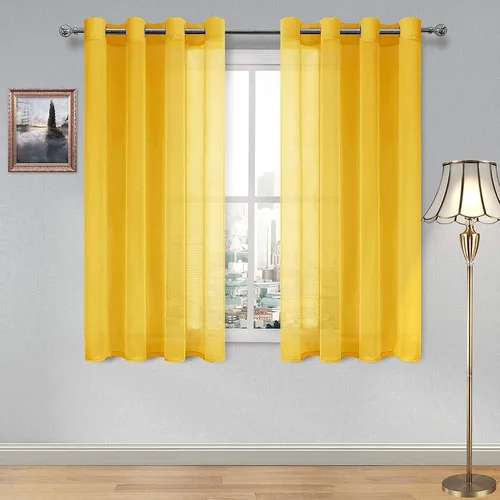 Miniatura 15 de DWCN Cortinas traslúcidas color verde frijol para sala de estar y dormitorio - Cortinas voile con aspecto de lino sintético con ojales en la parte