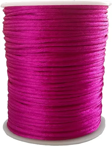 Miniatura 34 de 2.0mm Hilo de Cordón de Seda de Nylon para Cuentas de Macramé, Pulseras, Nudos Chinos, Collares, Joyería 109 Yardas (Verde Oscuro)