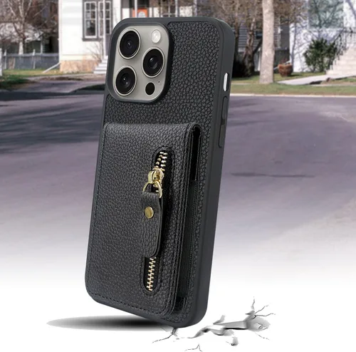Miniatura 5 de Harryshell Funda compatible con iPhone 13 Pro Max con ranuras para tarjetas [soporta hasta 6 tarjetas] Función de atril, bolsillo con cremallera