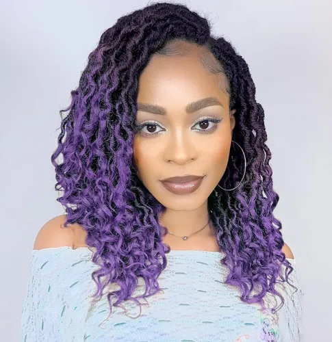 Miniatura 55 de Karida Rastas de cabello sintético de ganchillo de 18 pulgadas, 8 paquetes de cabello de ganchillo preanudado de diosa, rastas sintéticas onduladas