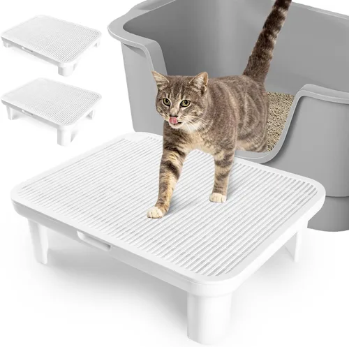 Miniatura 17 de Escalón para caja de arena, escalón para gatos, rampa, atrapador con función de filtro, fácil de limpiar, ideal para gatitos y gatos ancianos (negro)