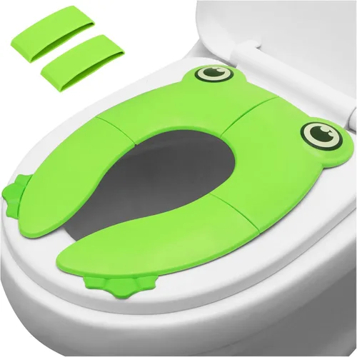 PandaEar Funda de asiento de inodoro | Asiento de inodoro plegable de viaje para niños y entrenamiento para ir al baño | Asiento de inodoro de Verde
