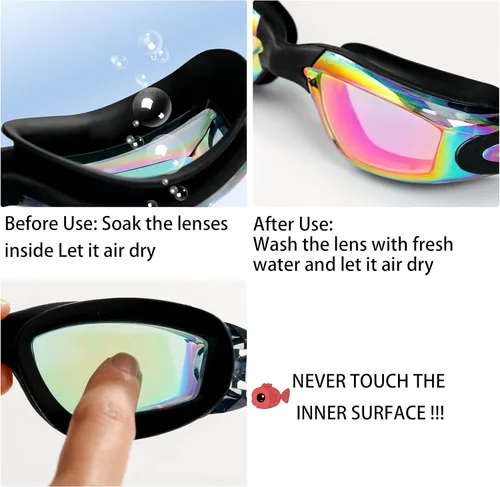 Miniatura 6 de EWPJDK Gafas de natación – Paquete de 2 gafas de natación antivaho sin fugas para adultos, mujeres y hombres Aqua & Bright Rose